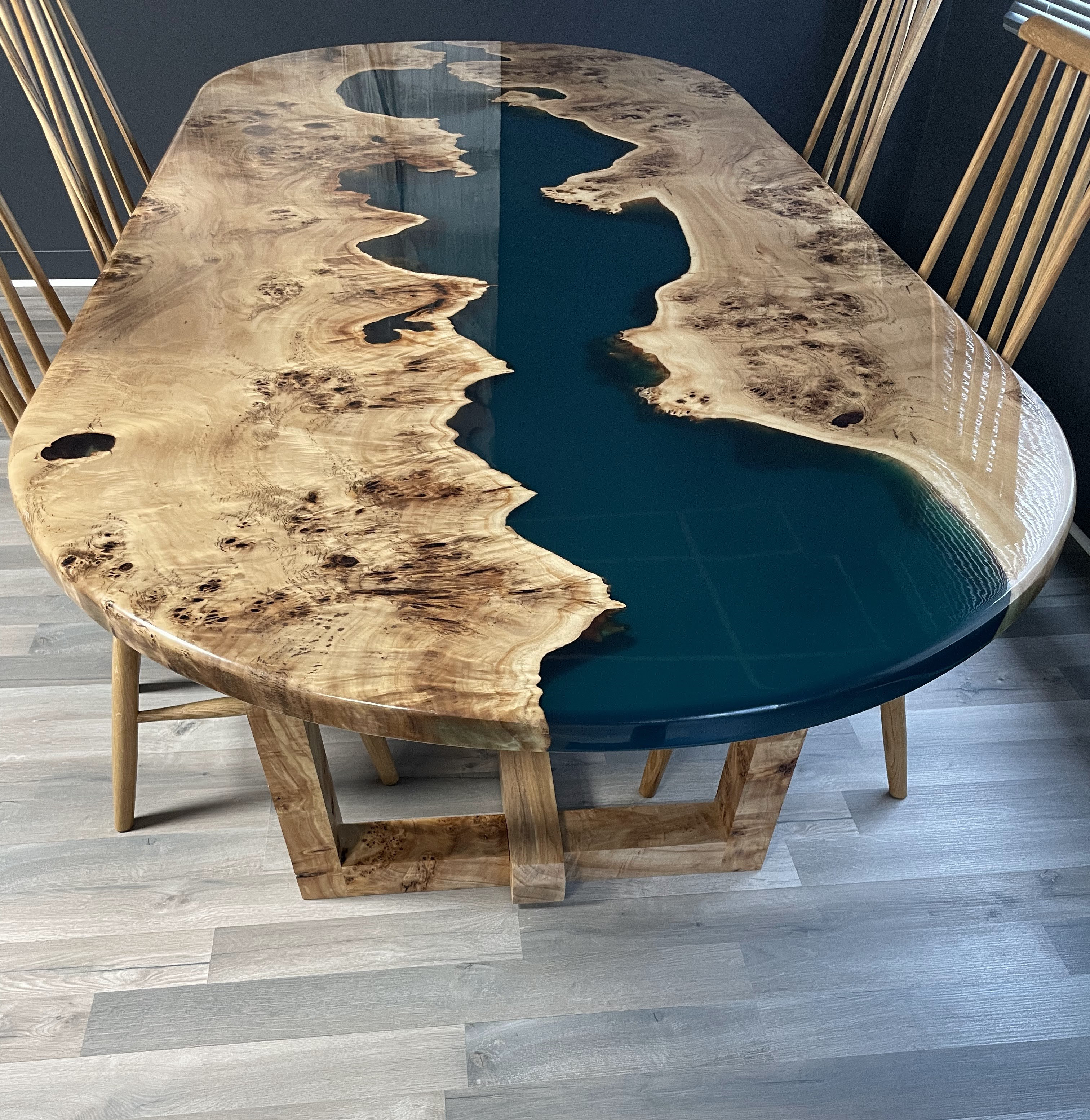 Round Green Epoxy Table, Natural Wood Furniture ,Handcrafted Wooden Coffee  Table