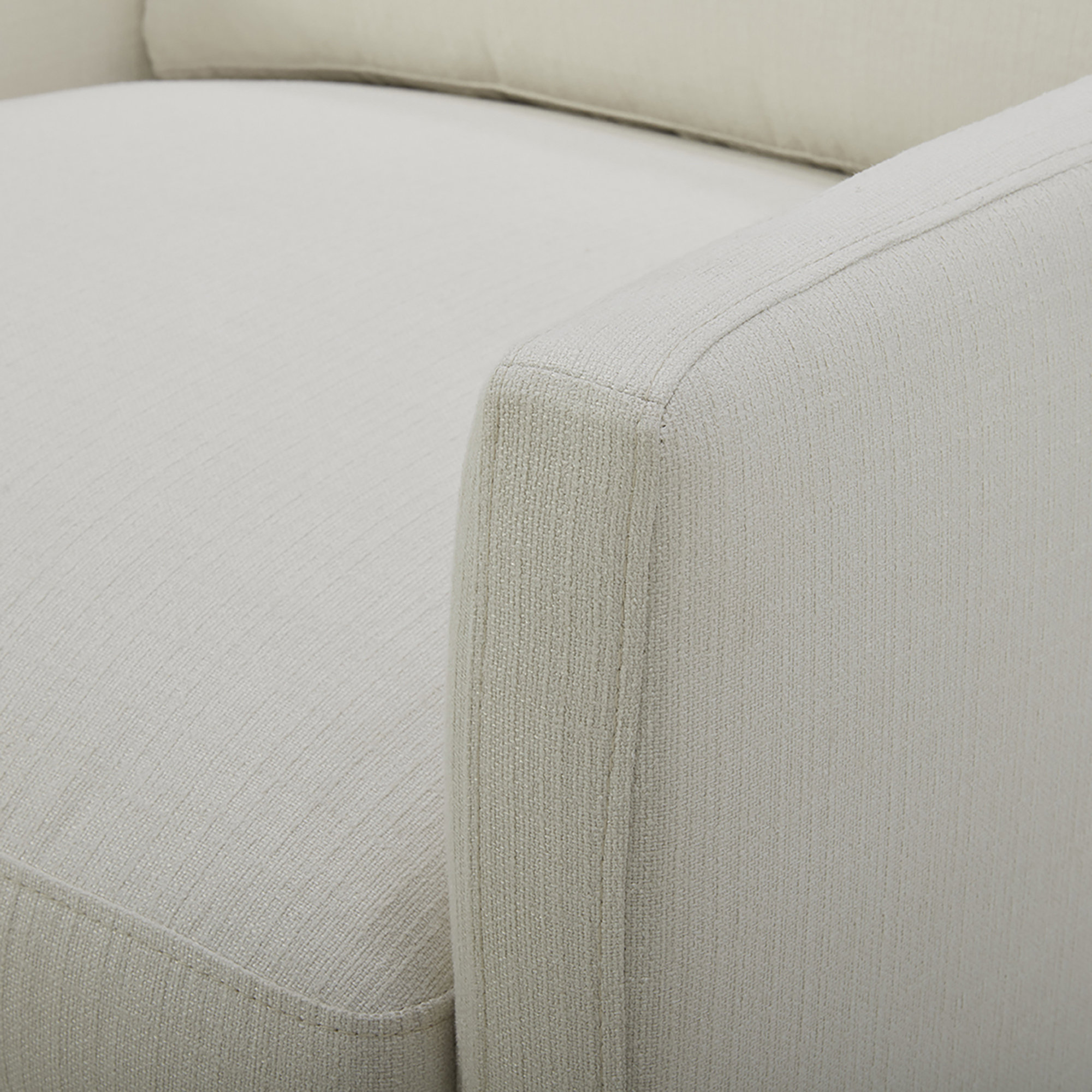Liz 85" Upholstered Sofa, Natural Wood, Flannigan Cotton Tweed Linen, 32.28"H x 101.97"W x 39.37"D