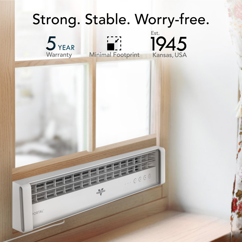 Vornado Portal Low Profile Window Fan with Exhaust Mode, White