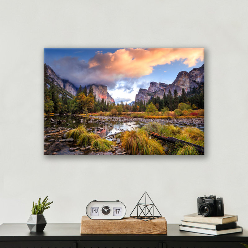 Yosemite Basin Print - Yosemite National Park Landscape Wall Art - Scenic Valley Canvas Poster - Mountain Nature Artwork - Travel Outdoor Decor - Rustic Wilderness Wall Hanging - Modern Home Decoration Art Print