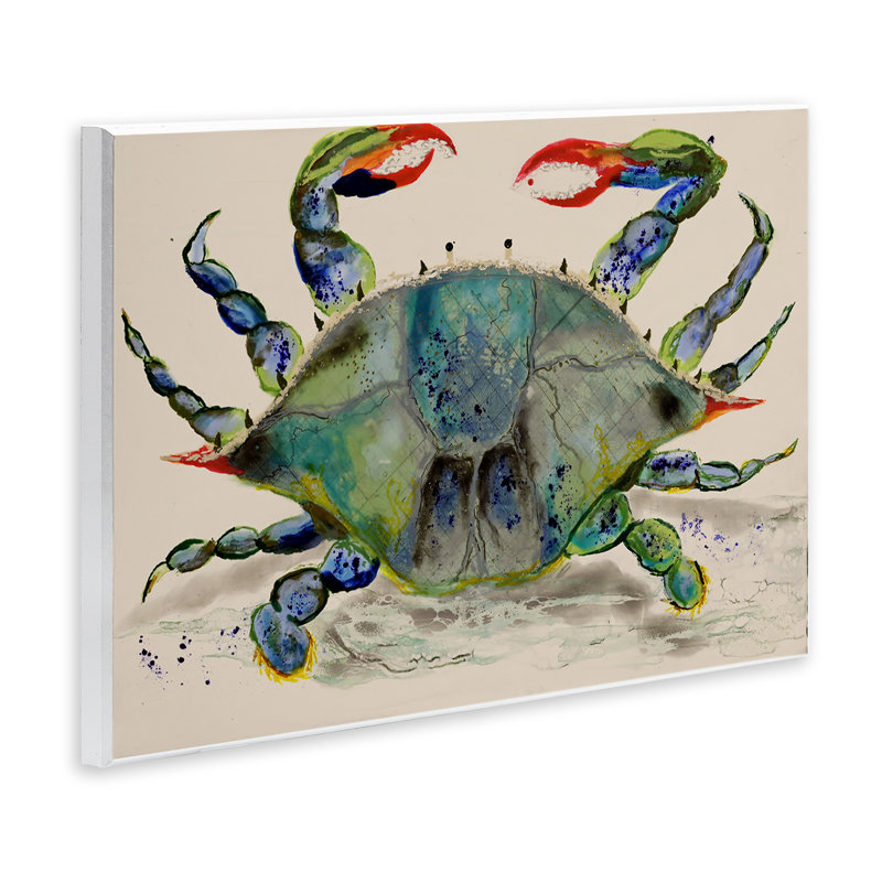 Art mural en forme de crabe Vivid Modern, par Stacy Gresell, H 10 po x l 15 po
