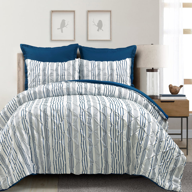 Ravello Pintuck 5 Piece Comforter Set, Gray, King