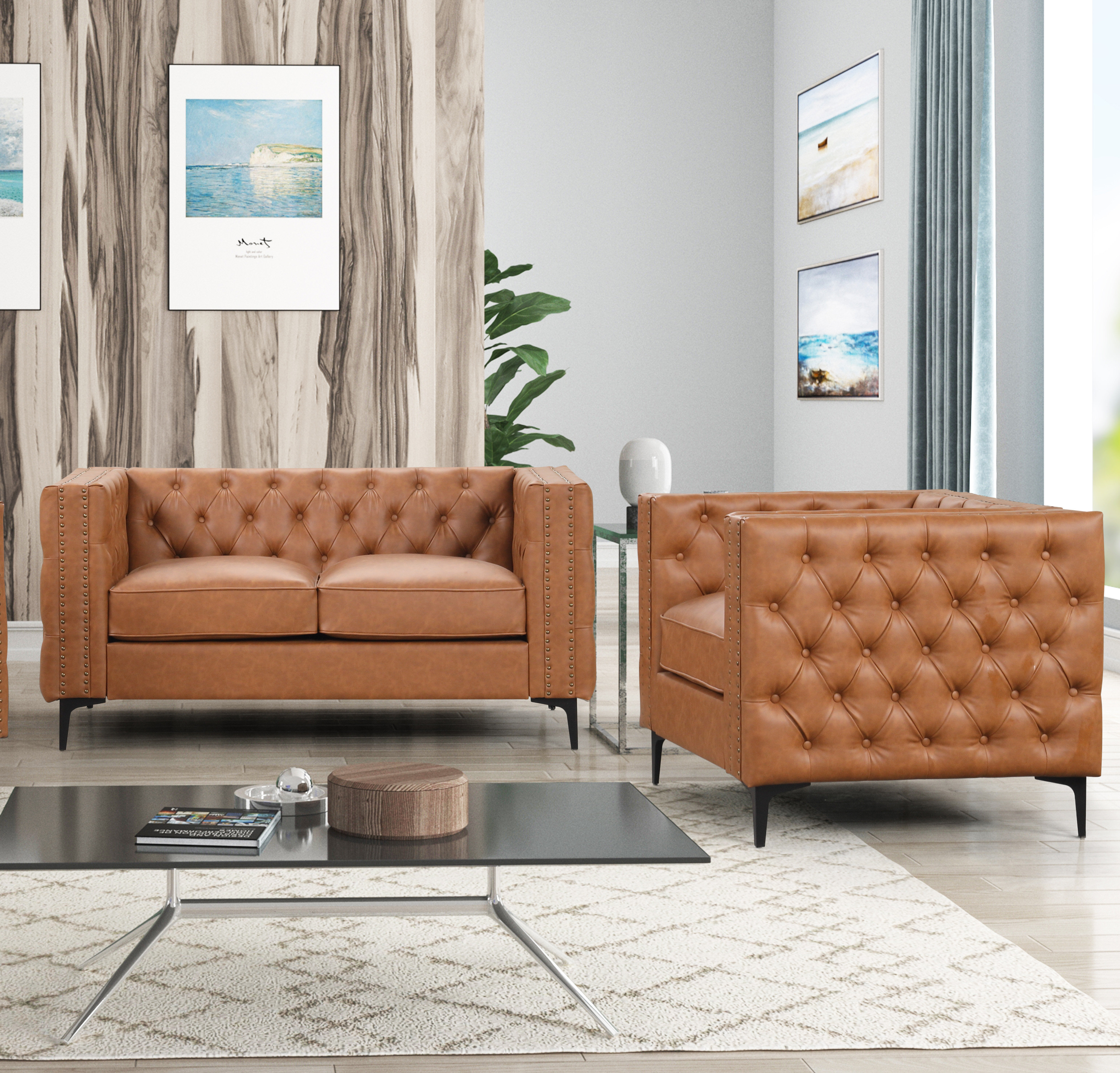 17 Stories Yvonia 2 - Piece Faux Leather Living Room Set | Wayfair