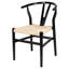 Chaise de salle à manger en bois Mid-Century avec assise en corde / tissu par Chivari (ensemble de 2)-106427194