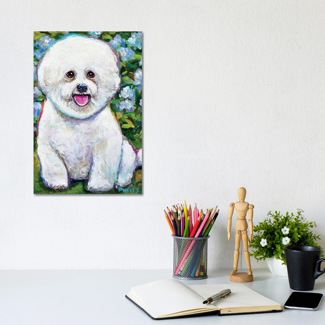 Bichon Frise And Blossoms von Robert Phelps - No Frame Gallery-Wrapped Canvas Giclée on Canvas