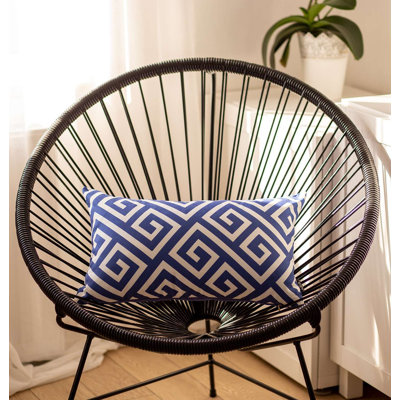 Blue Greek Key Pattern Lumbar Throw Pillow