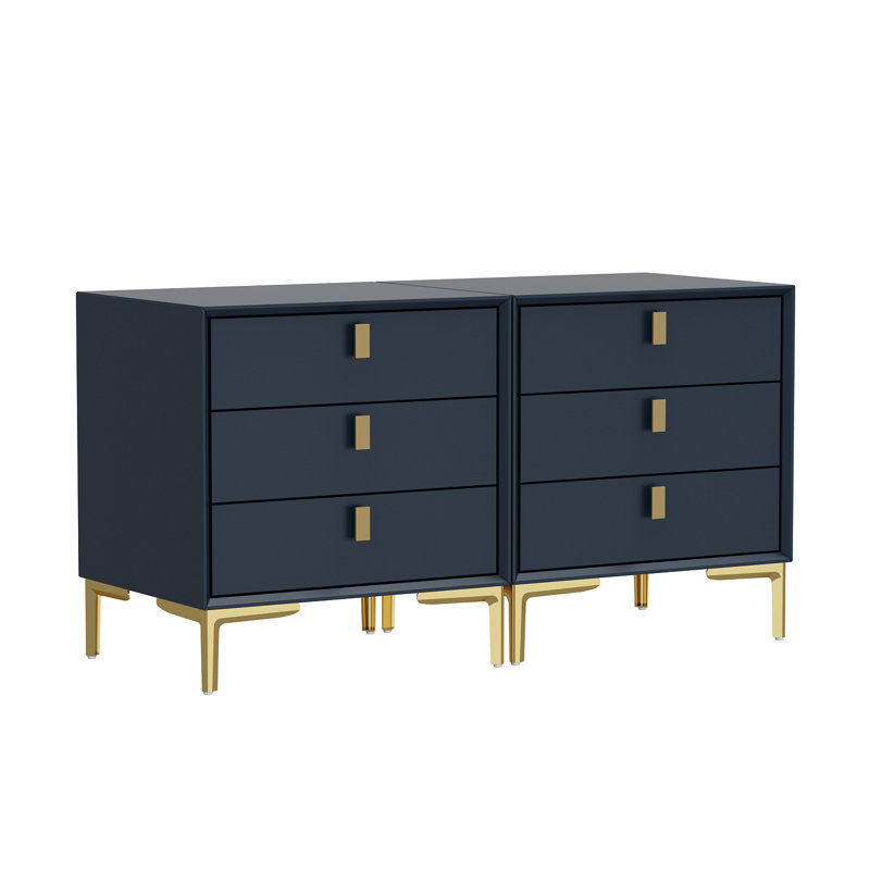 Bachelor-chest 3 tiroirs Verdiana, Bleu