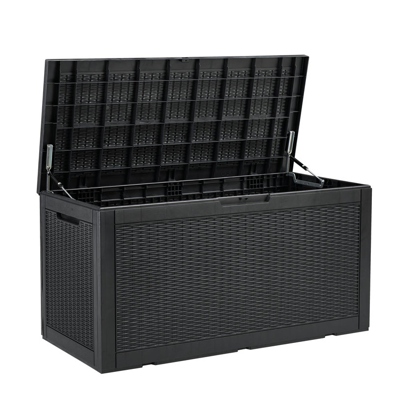 130 Gal Weatherproof Lockable Deck Box with Seat, null