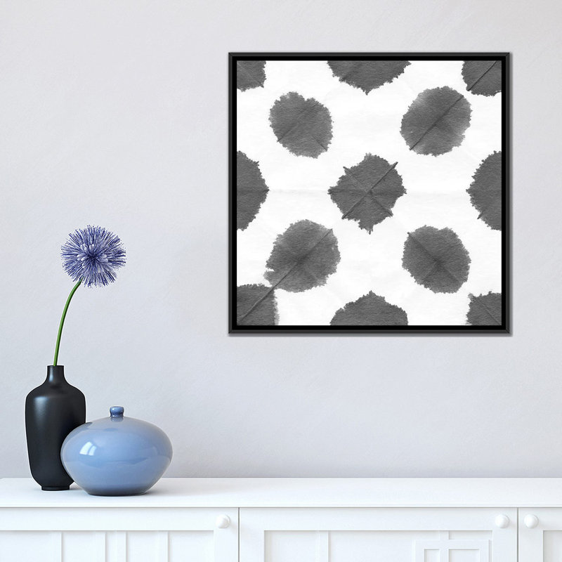 « sceau black black & white ii », impression sur toile, H 18 po x l 18 po x P 1,5 po, Toile encadrée noire, Pas de tapis