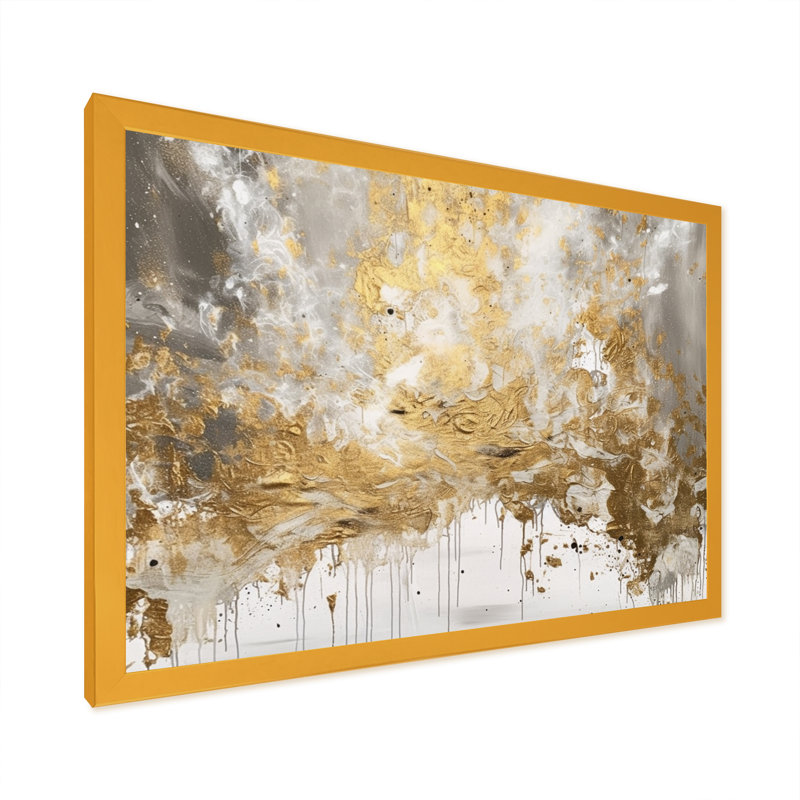 Loughlin Golden Abstract - Print on Canvas, 12" H x 20" W x 1" D, Gold Single Picture Framed