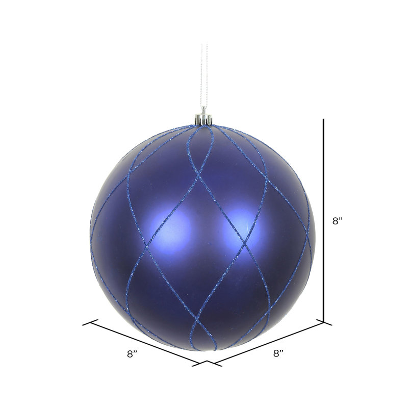 Ornement boule 8 po mat et scintillant, Bleu de cobalt
