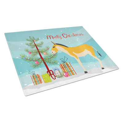 Caroline's Treasures Tempered Glass Turkmenian Kulan Donkey Christmas Cutting Board