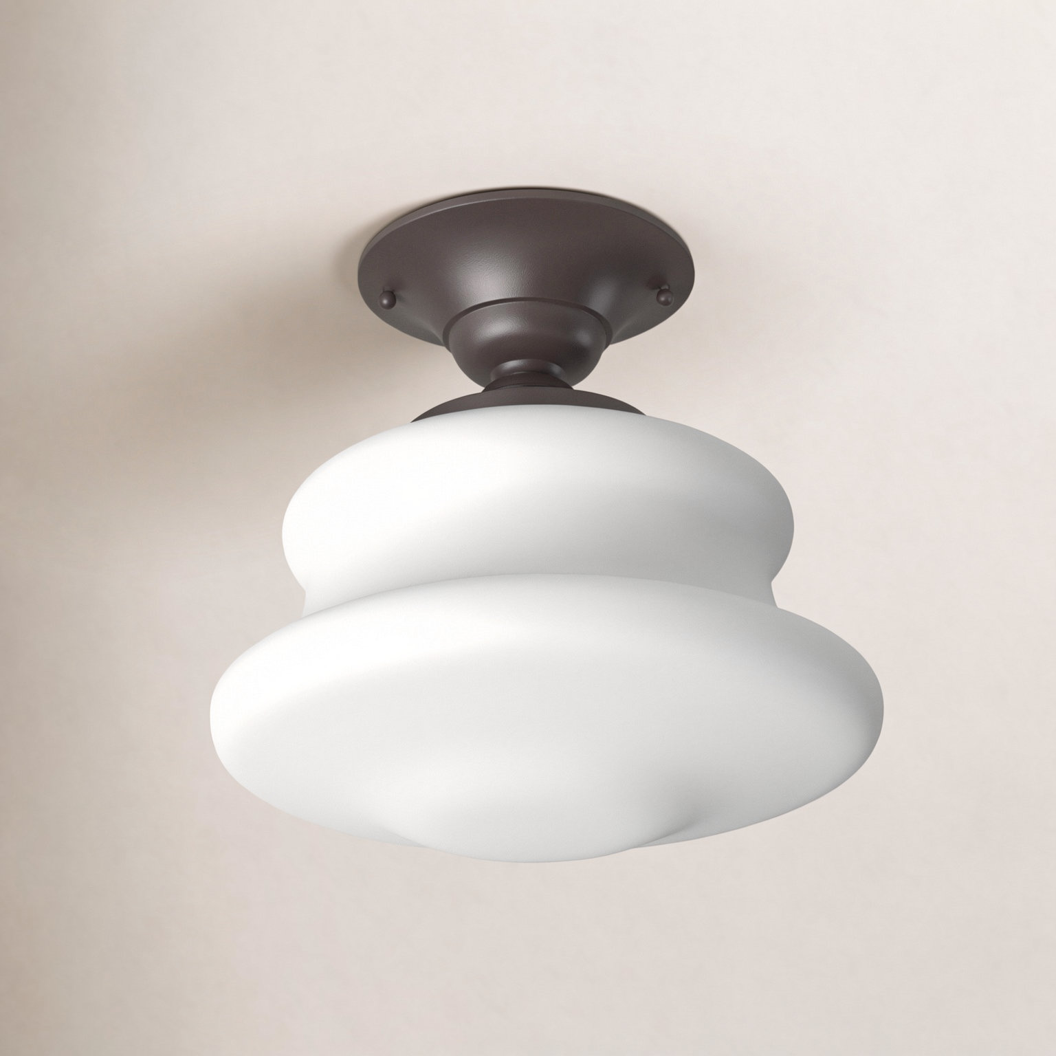 Corsairs Single Light Glass Semi Flush Mount, 12.5" H x 16" W x 16" D, Old Bronze
