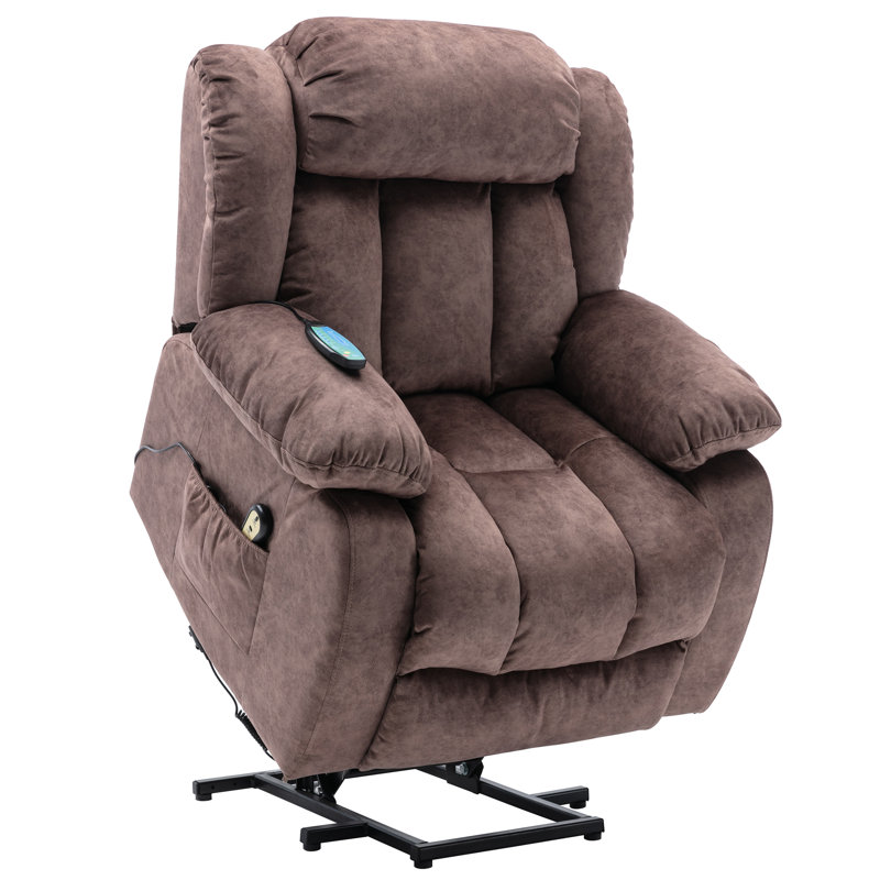 Northchase 96cm Wide Velvet Lift Assist Standard Recliner with Massager, Brown