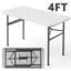 4 pi Table pliante portative en plastique pour patio, 400 lb, table en plastique noir robuste pour le pique-nique intérieur et extérieur