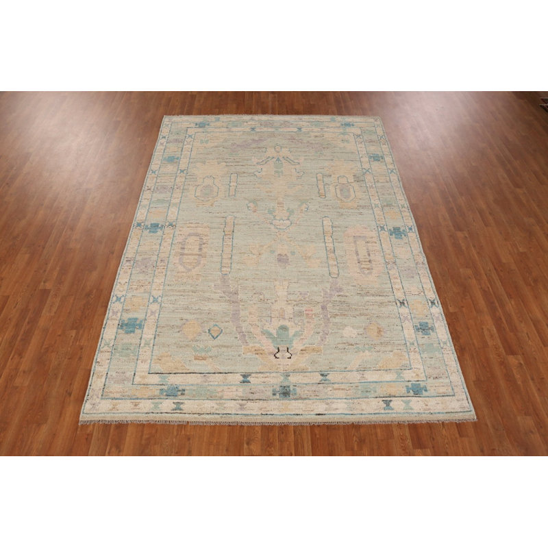 Tapis turc vert fait à la main Oushak 7 x 10