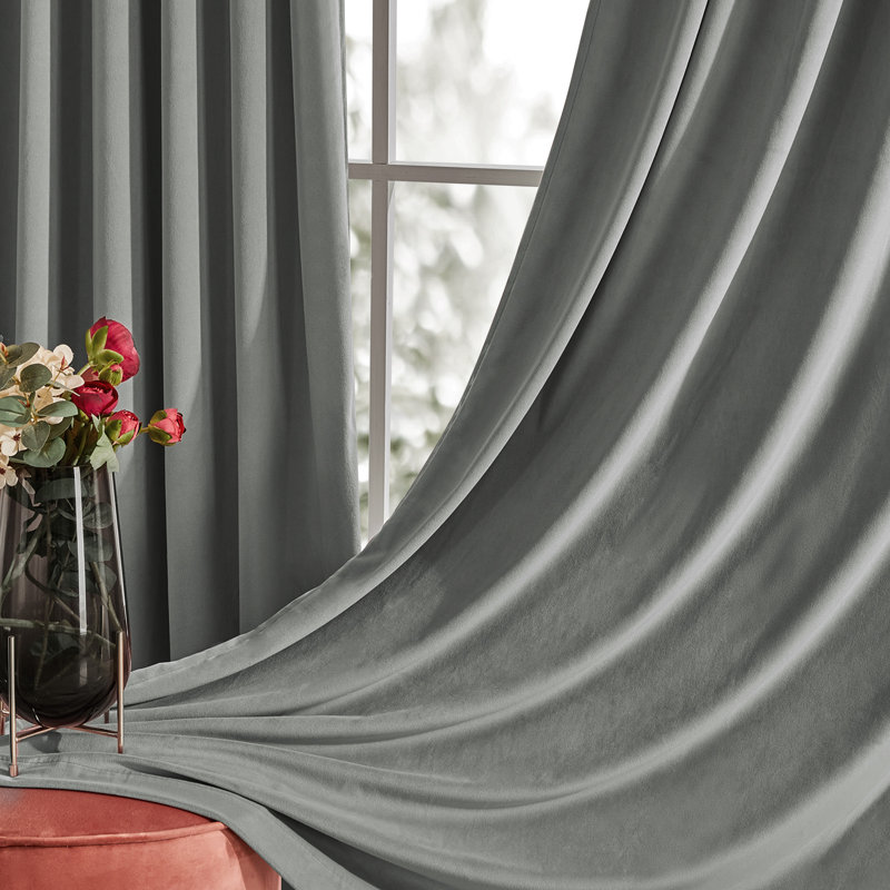 Total Blackout Luxury Rod Pocket and Back Tab curtains(1 Panel), Gray, 52" W x 84" L