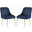 5-piece Round Marble Top Dining Set Blue and Gold
