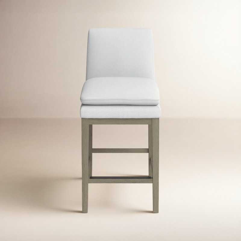 Tabouret de comptoir rembourré Bethea, Tweed perlé Prestige, Gris délavé
