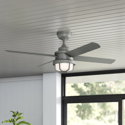 54" Searow 4 - Blade Outdoor LED Standard Ceiling Fan with Wall Control and Light Kit Included