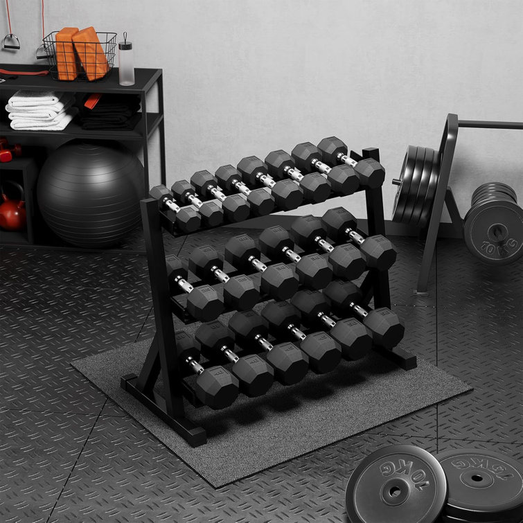 Premium Rubber Coated Hex Dumbbell Weight Set With Rack, Multiple Packages, 550lb For Home Gym, Coated Hand Weights For Strength Training, Workouts