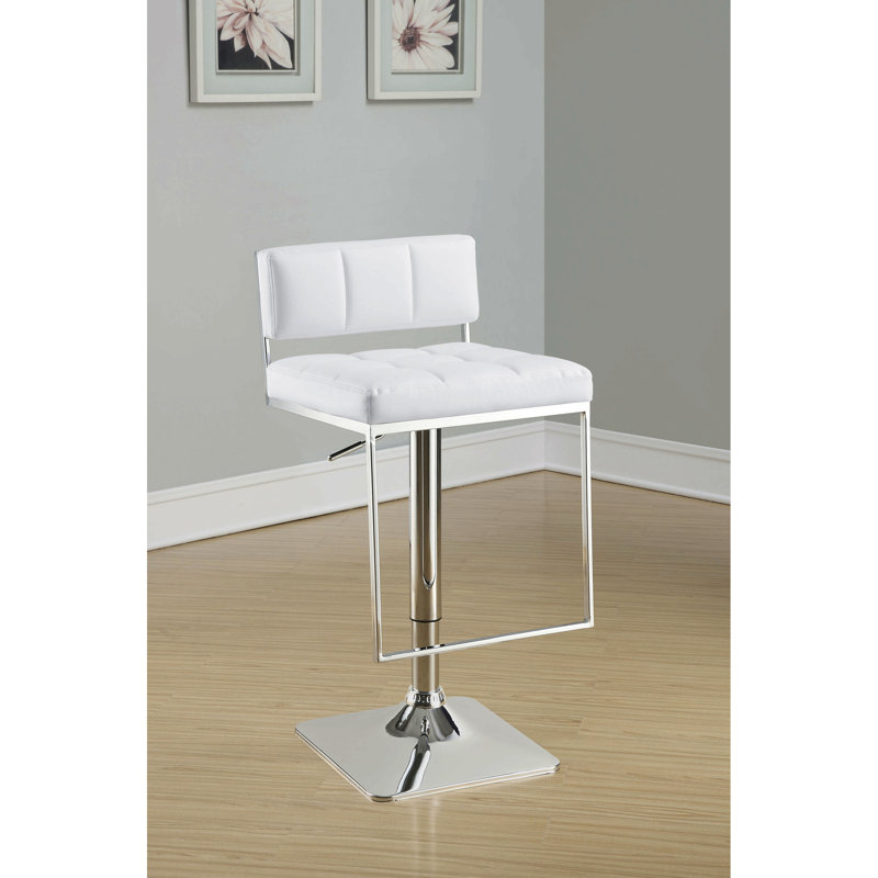 Chrome And White Adjustable Bar Stool