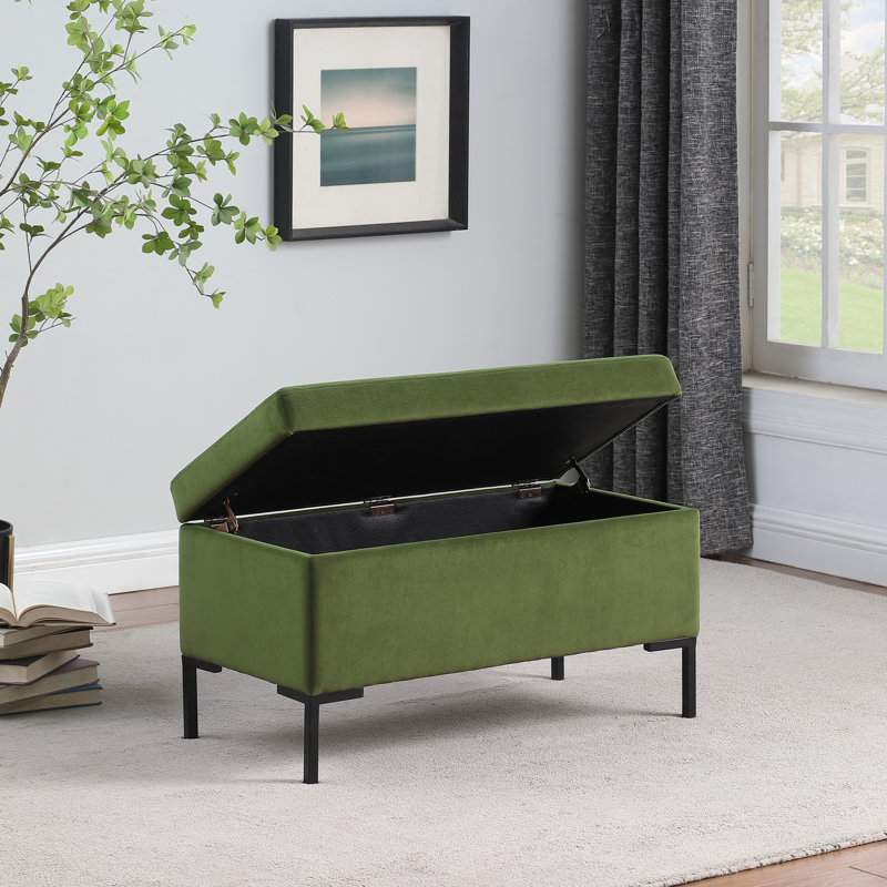 Briony Upholstered Flip Top Storage Bench, Forest Green