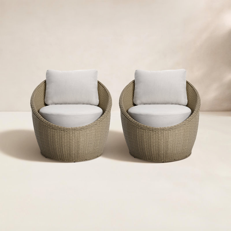 Chaises longues pour patio Leyton, Beige