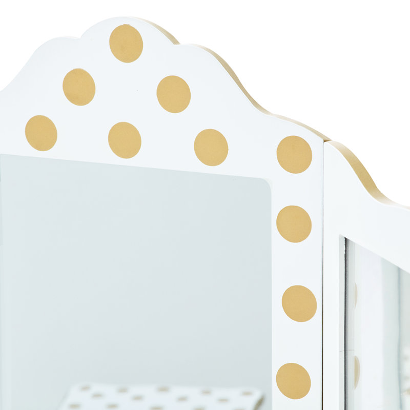 Kids Vanity Set with Mirror, White/Gold