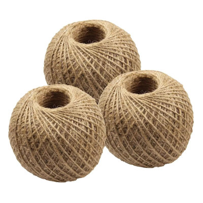 Shemica 40m Brown Jute Twine String Rope Natural Garden Outdoor Plant Support String Pack of 3
