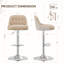 Tabourets de bar pivotants réglables améliorés - Tabourets de comptoir rembourrés en similicuir et en tissu avec base chromée pour îlot de cuisine, bar-767012372