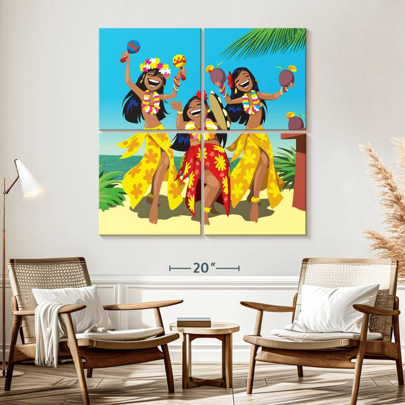Enn Hawaiian Hula Dancers, 57" H x 57" W