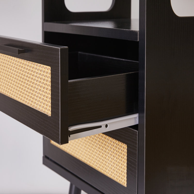 Tables de chevet modernes avec 2 tiroirs, poignées en métal doré et fabrication en bois durable pour la chambre à coucher