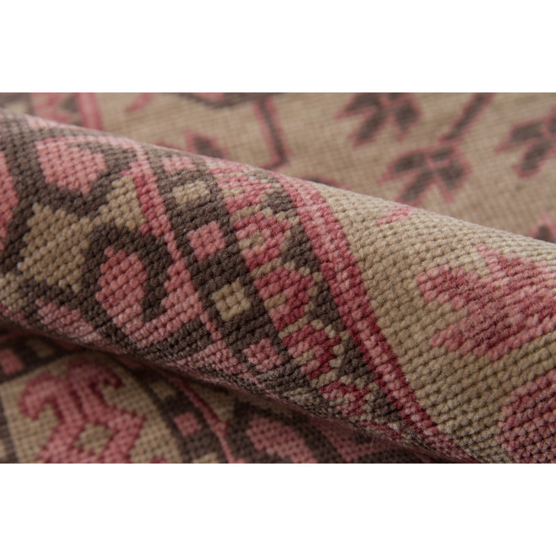 Banaras Hand Knotted Wool Oriental Area Rug in Brown, Rectangle 7'6" x 9'6"