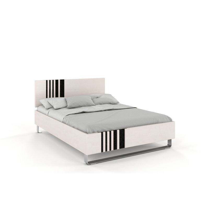 Solid Wood Bed, European Kingsize (160 x 200cm), White