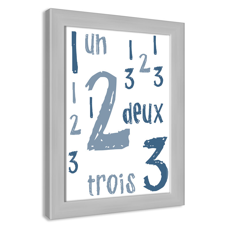 Impression sur papier français, H 14 po x l 10 po x P 0,6 po, Encadré plat argent
