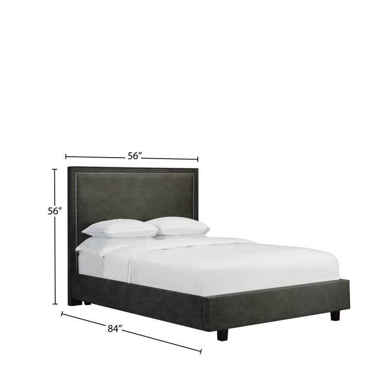 Lit plateforme tapissier avec rangement Strader, Double, Similicuir - pierre