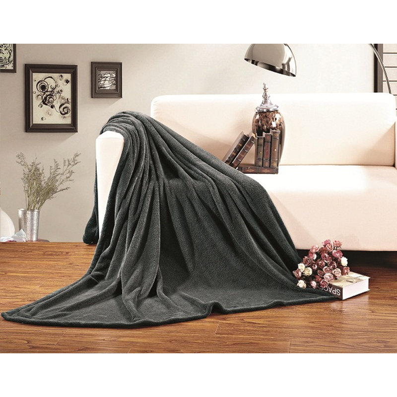 Reversible Polyester Fleece Throw Blanket, Gray, Full/Queen
