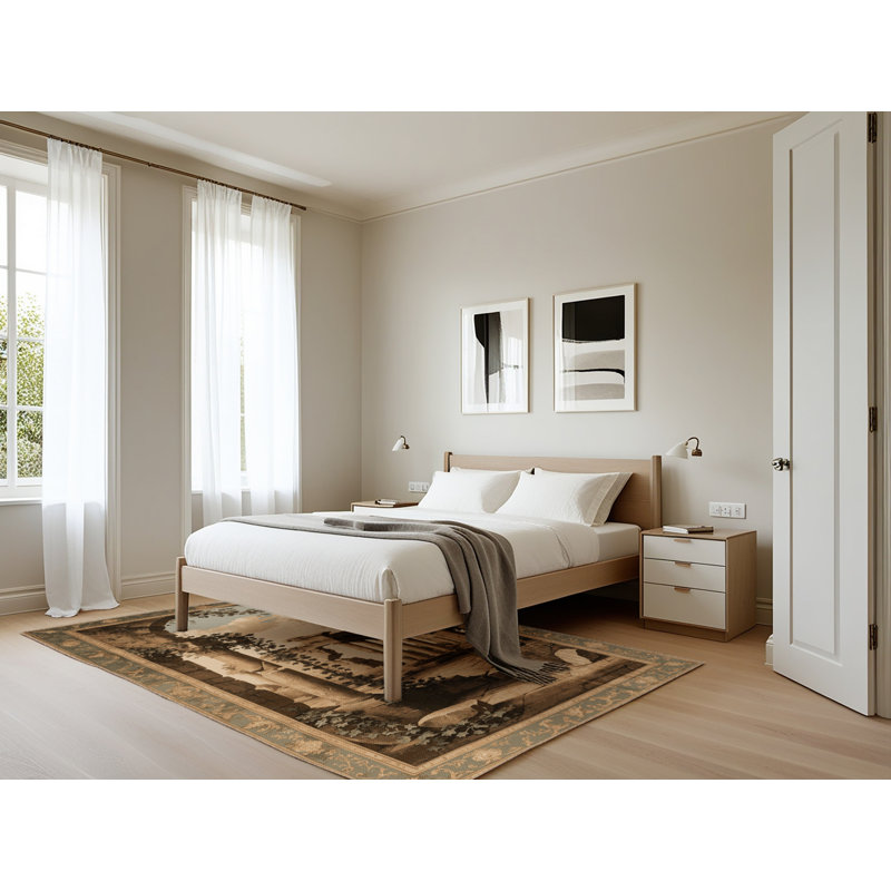 Tapis brun français lavable à la machine, Rectangle 5 pi x 7 pi