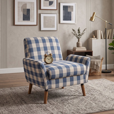 Upholstered Accent Chair with Rolled Arms and Wood Legs