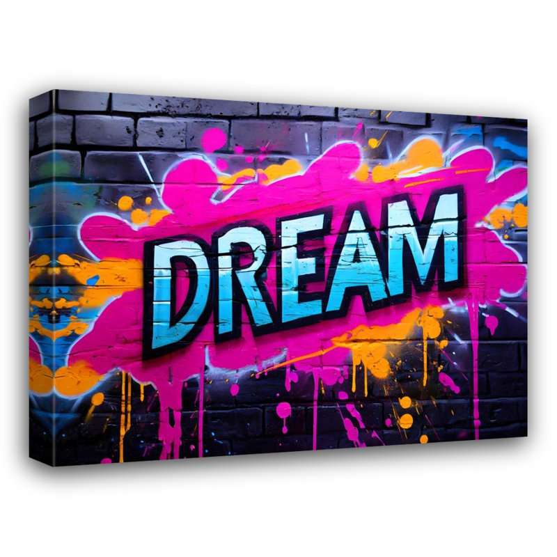 Reproduction de giclée sur toile tendue 8 "Neon Graffiti Dream", H 20 po x l 24 po x P 1,5 po