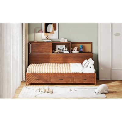 Wooden Daybed with 3 Storage Drawers