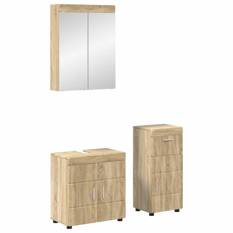Vanity & Mirror Set, Light Wood