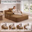 Ensemble 2 pièces de chaise longue en velours côtelé désossé, canapé-lit convertible avec poches latérales - aucun assemblage requis-131374081