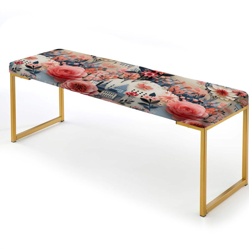 Bouquet rose Oasis floral City Dreams - Banc rembourré floral doré
