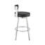 Tabouret tournant 30 "Flynn avec base en acier inoxydable brossé et siège rembourré noir
