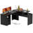 Swapan 56'' Lift Top L-Shaped Desk with Drawers and Power Outlets, Executive Desk-1943343504