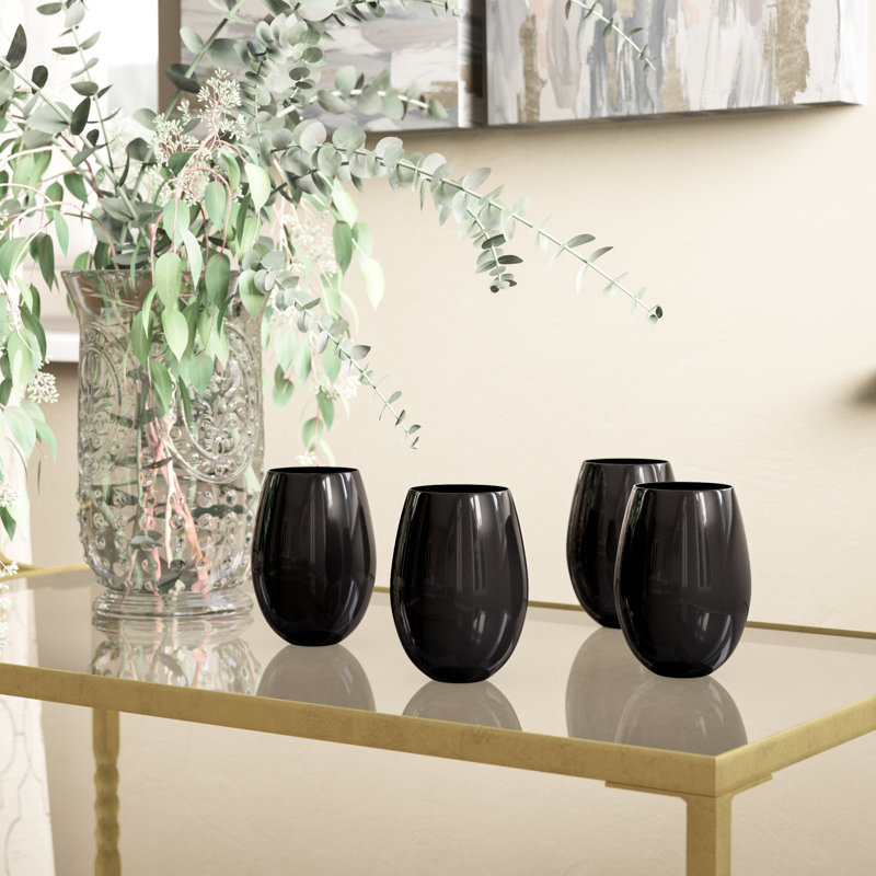 Jayma 22oz. Wine Glass Set, Midnight Black