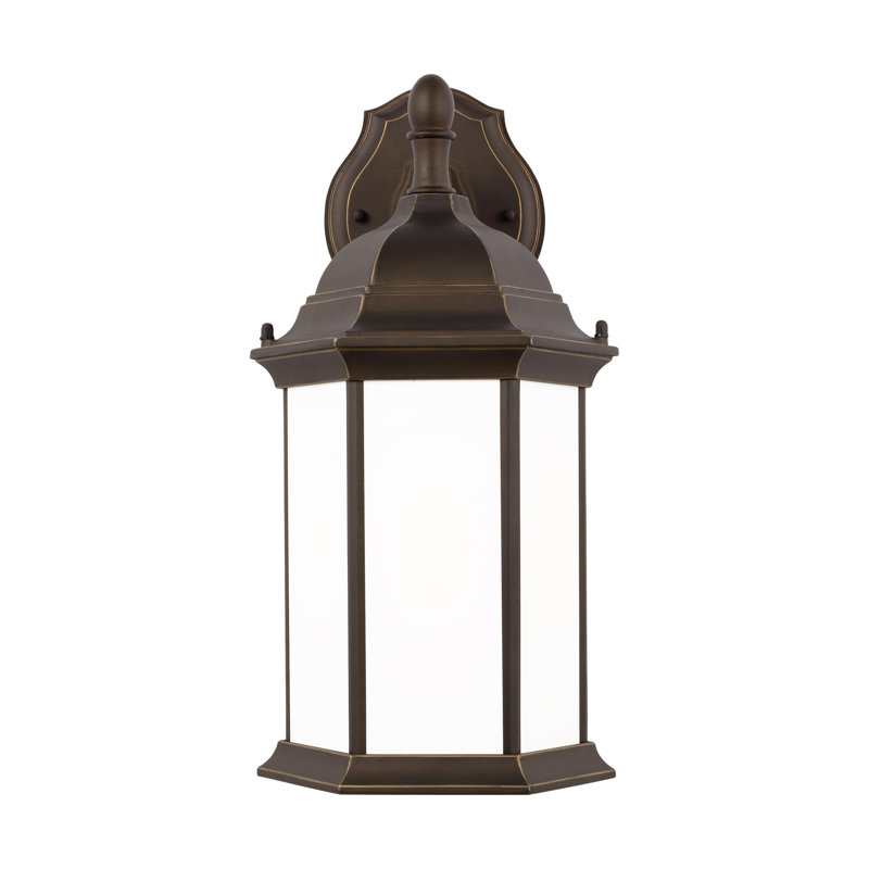 Sevier Small One Light Downlight Outdoor Wall Lantern from Generation Lighting , No, Antique Bronze with Frosted Shade