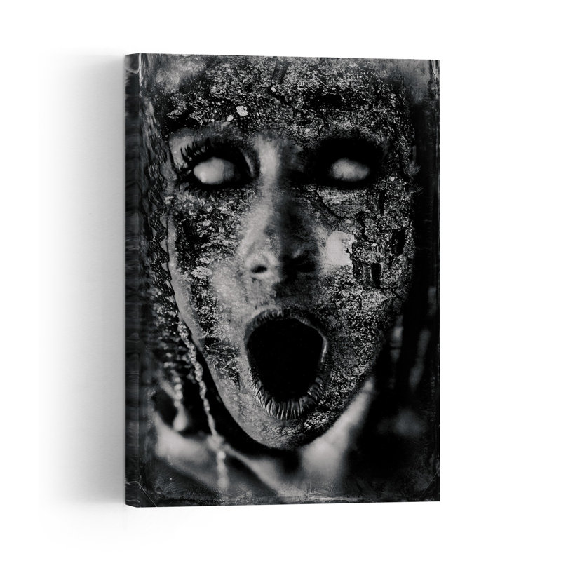 Horror Scream Face Abstract Contemporary Wall Art Print 1 Piece Wrapped Canvas Wall Art, 45.72cm H x 30.48cm W